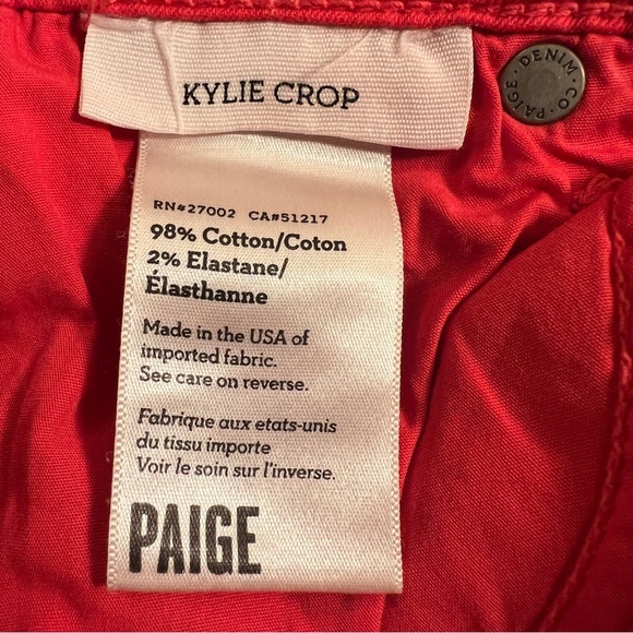 PAIGE Kylie Crop Bicycle Theme Skinny Jeans Red Black Size 26 - Picture 4 of 14